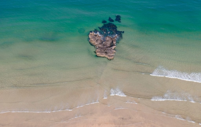 Gwithian Beach from the sky and beautiful clear waters Gwithian Beach from the sky and beautiful clear waters